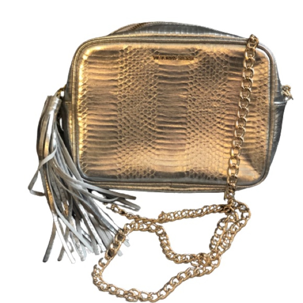 2016 Fashion Show Python Silver Faux Leather Cross Body Bag